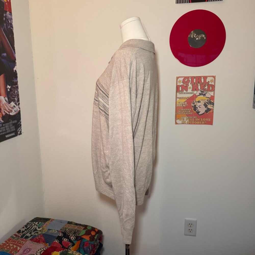 Dockers Knit Cream Long Sleeved Sweater with Striped Details - Picture 6 of 10